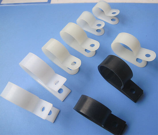 white and black R type cable clamp show