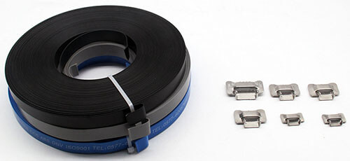 PVC coated stainless steel banding with seals