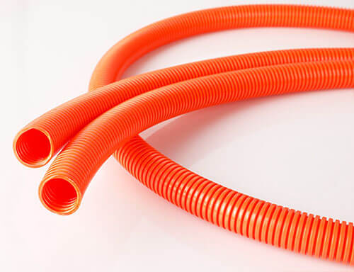 orange corrugated flexible conduit show